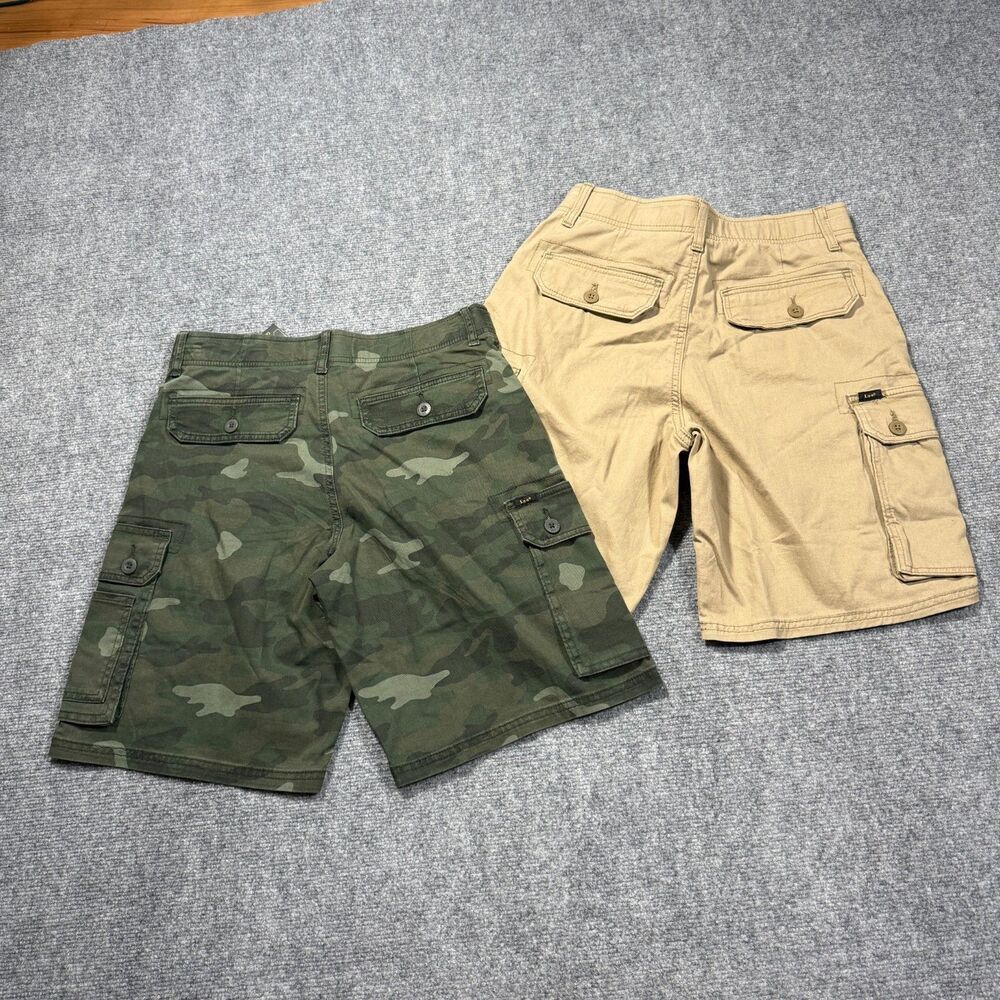 Lee Cargo Shorts Mens 30 Khaki Green Camo Active Stretch Motion Flex - Picture 2 of 10
